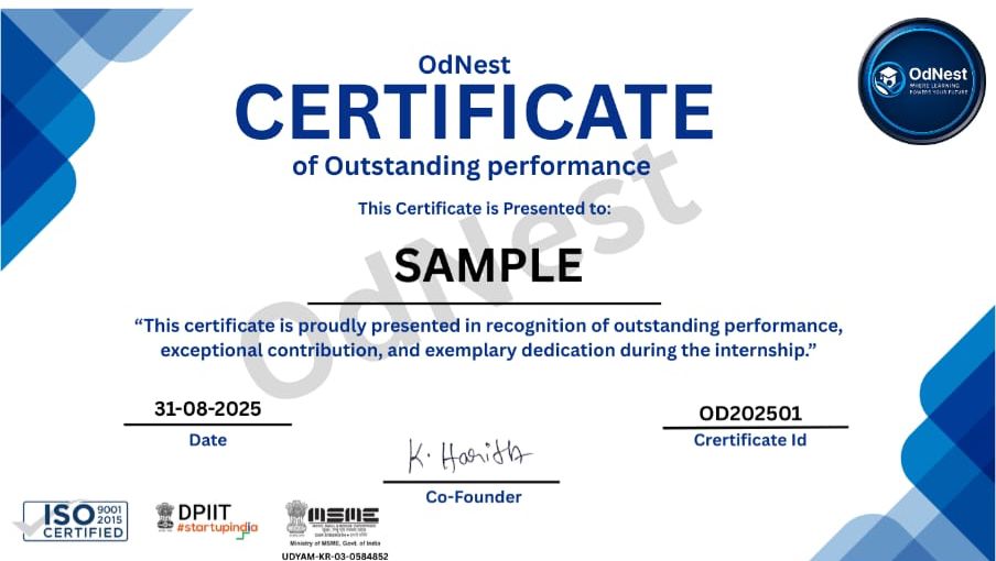 Certificate of Outstanding Performance