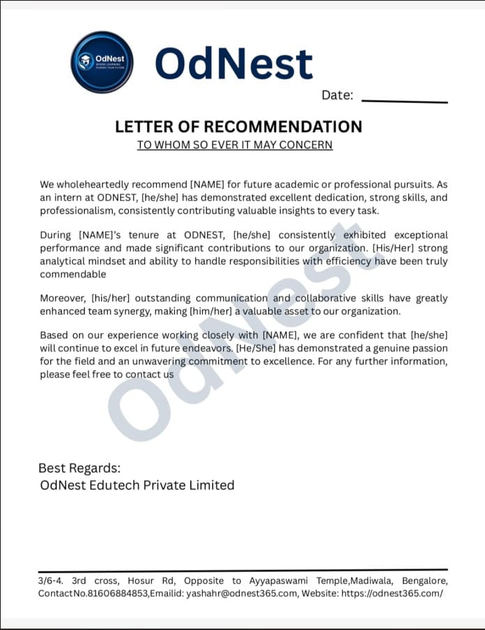 Letter of Recommendation